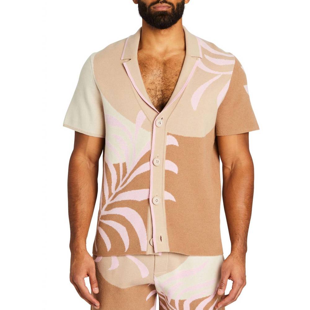 NEW SER.O.YA lei shirt in jacquard brown/pink